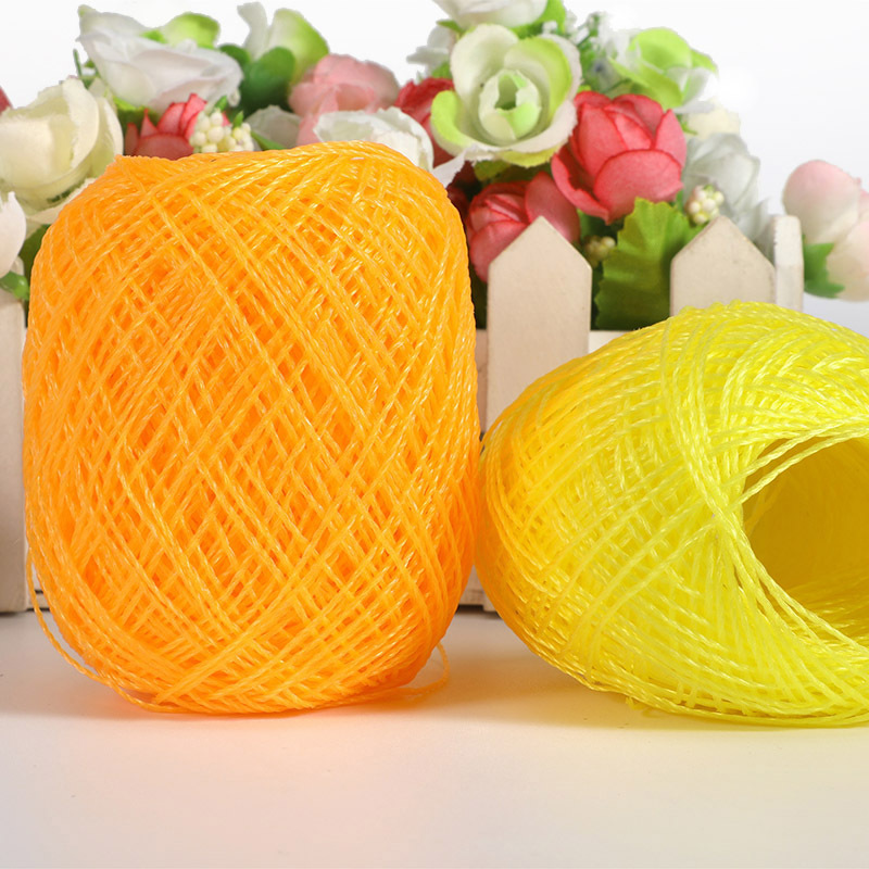 毛线批发汇彩塑料线手工钩织包包线毛线团手钩沙滩包塑料水晶线