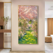 莫奈花园客厅入户玄关装饰画奶油风小清新走廊过道尽头北欧风挂画