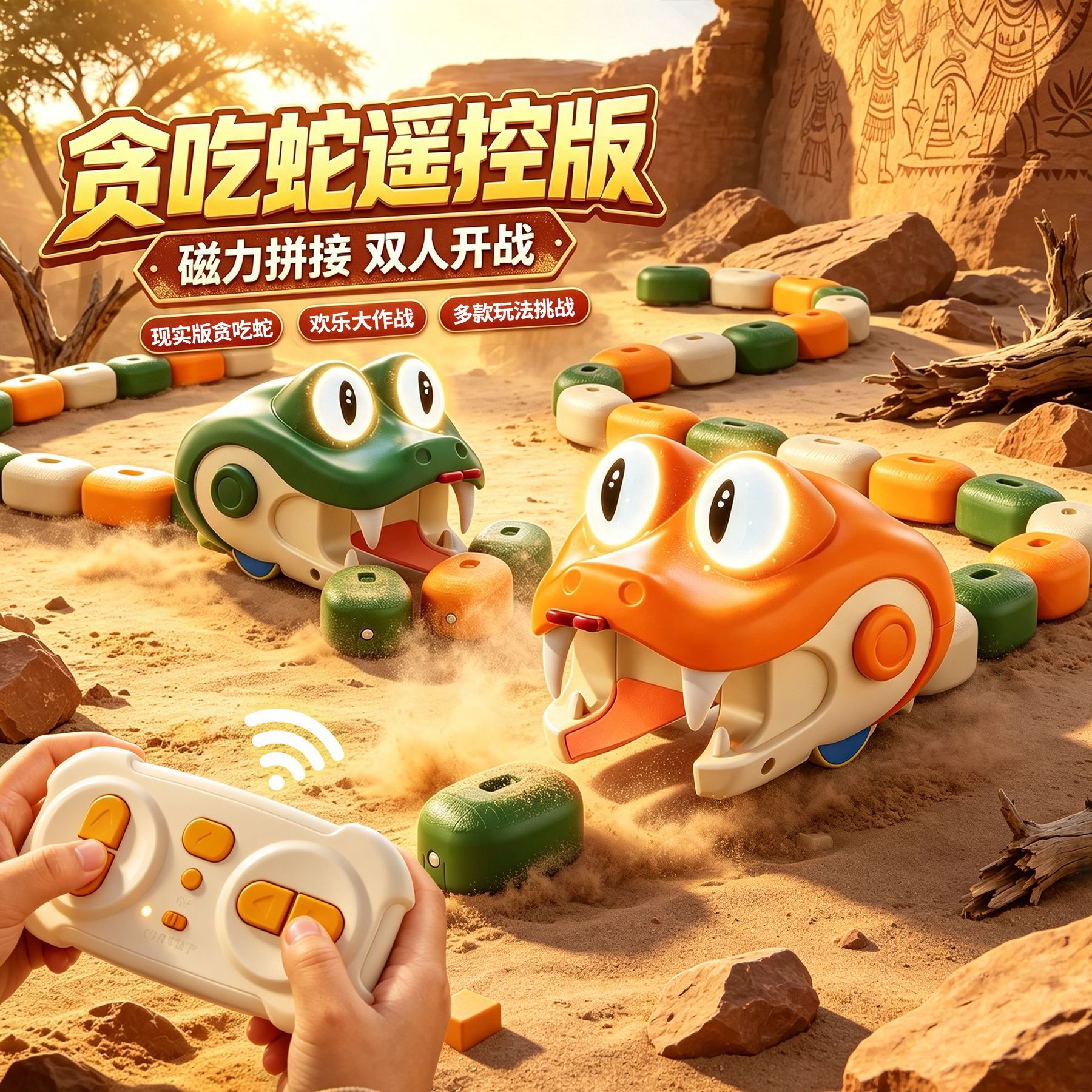 Big-eyed Snake Magnetic Hungry Snake Remote Control Battle: Eating...