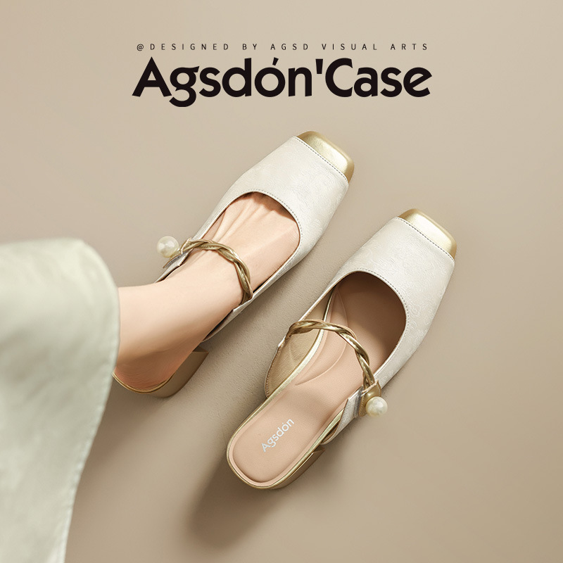 August Lion Deng Baotou pantuflas mujeres verano 2025 nuevas sandalias chinas francés Mary Jane suela gruesa zapatos de tacón grueso