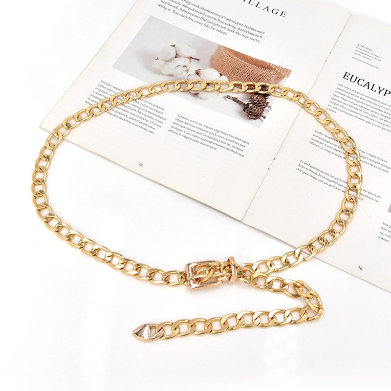 Cadena de la cintura decorativa de las mujeres cinturón Delgado simple todo partido con vestido metal hebilla cadena de hierro moda ventas directas de la fábrica