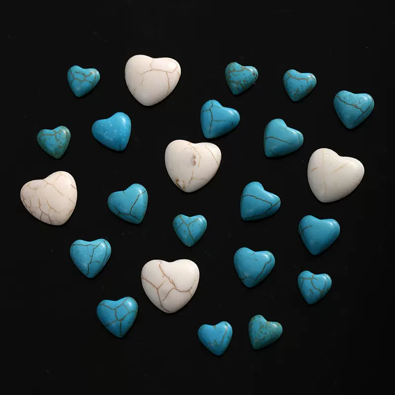 合成绿松石戒面纹理感爱心异形串珠散珠diy手链项链戒指饰品配件