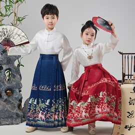 儿童演出服套装小学生幼儿园节日表演服装合唱服秋冬款中国风汉服