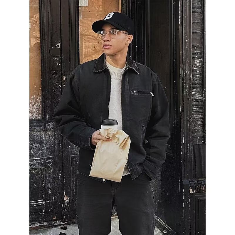 アメリカのレトロな襟のスーツのジャケットの男性の春と秋の新型のファッションのゆったりした上着のパイロットのデトロイトのコート|undefined
