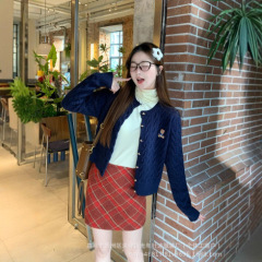 黄色开衫针织外套女2025春秋新款小熊刺绣麻花毛衣外搭高级感上衣