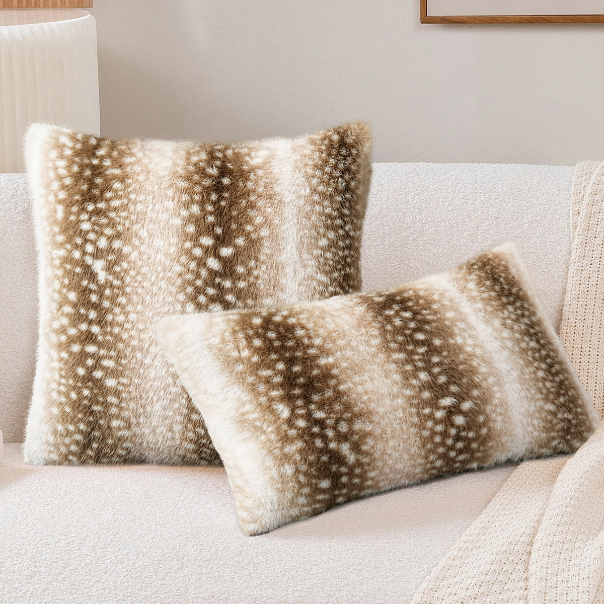 Maillard Plush Pillow Cover Retro Leopard Print Stripesd High-End Living Room Sofa Cushion Backrest Bed Cushion