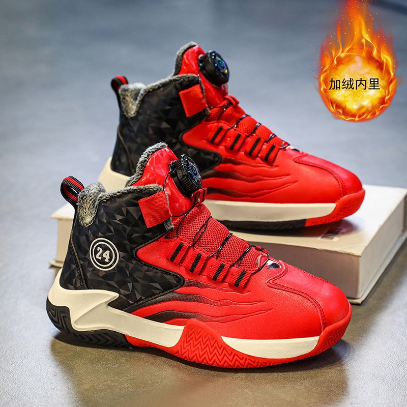 Zapatos de baloncesto de alto nivel para niños otoño y invierno, zapatos de corrida antideslizantes para niños, zapatos de algodón para niños, zapatos deportivos profesionales