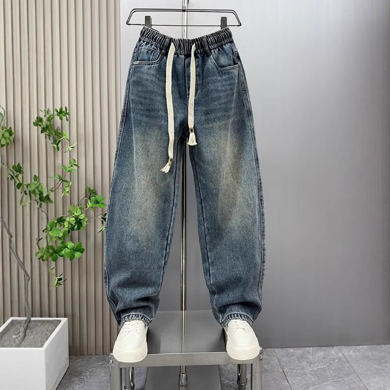 Spring and Autumn New Tall Pants Stylish Men's Casual Straight Scimitar Jeans American High Street Wide-Leg Trousers Spring and Autumn New Tall Pants Stylish Men's Casual Straight Scimitar Jeans American High Street Wide-Leg Trousers