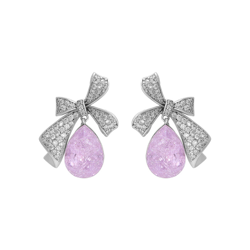 Xuping pendientes de gota de agua arco ligero lujo temperamento auriculares gemas artificiales incrustadas moda alta joyas al por mayor