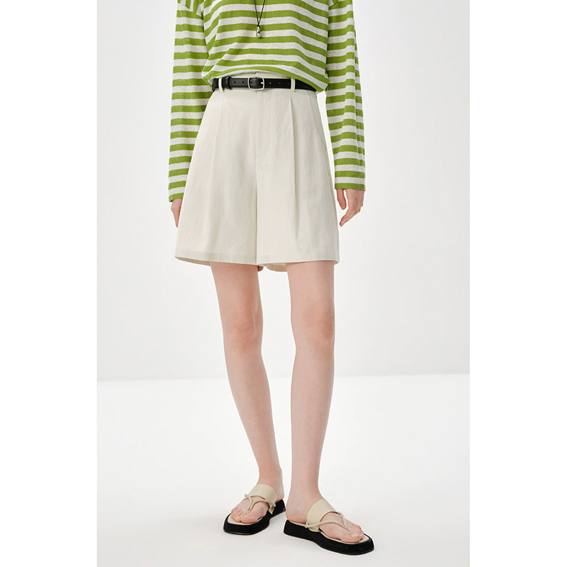 2026 Summer New High-Waisted Shorts for Women, Relaxed Old Money Style Casual Pants with Belt Included 5H4951452