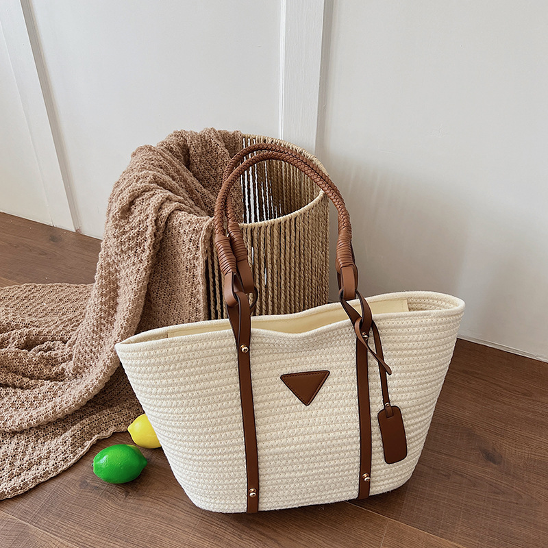 Bolsa de tejido de gran capacidad para mujeres 2026 verano nuevo estilo de moda vacaciones de playa bolsa de viaje simple bolsa de mano image 8