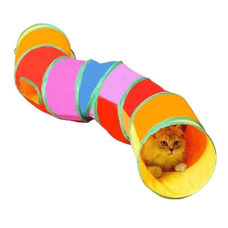 宠物用品新款彩虹直通猫隧道自嗨貓玩具可折叠猫咪隧道|undefined
