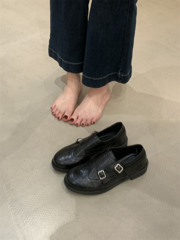 法式复古小众平底单鞋黑色小皮鞋秋季新款女鞋子设计感玛丽珍鞋女|undefined