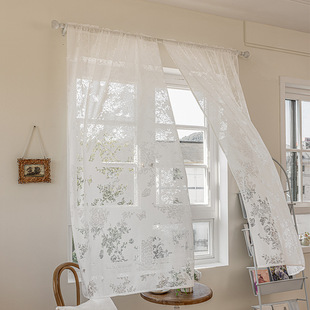 Heat insulation sunscreen mirror gauze curtain transparent opaque white curtain bay window balcony window French butterfly gauze white gauze
