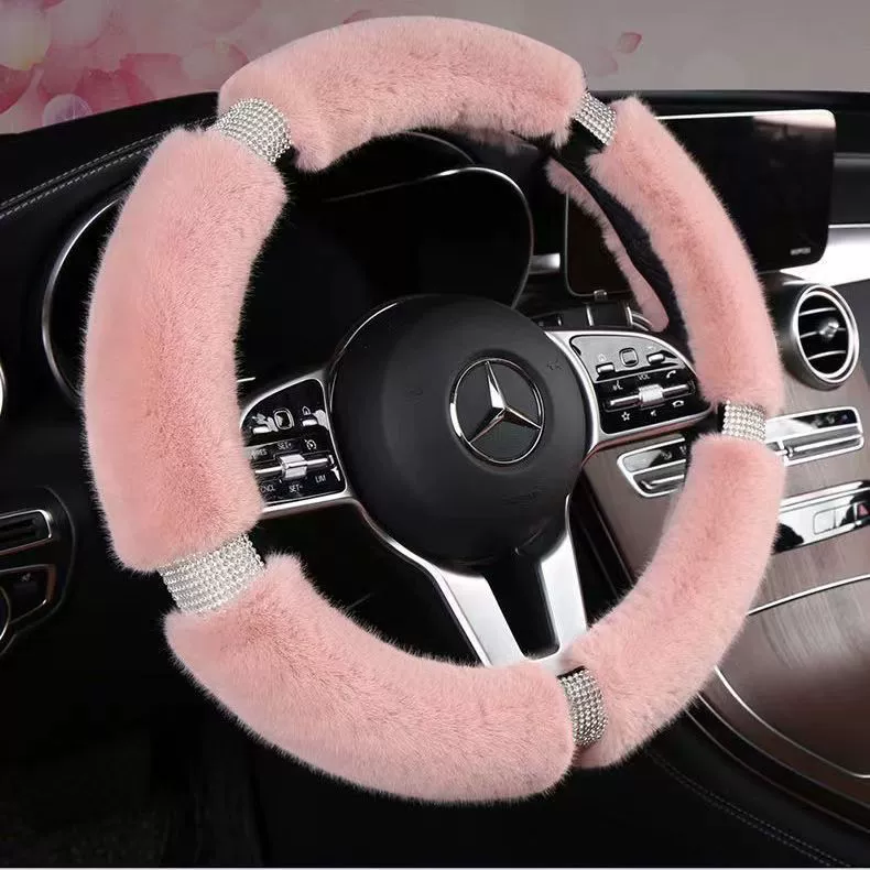 Чехол на руль автомобиля, зимний плюшевый чехол для ручки автомобиля, мужской и женский модный набор Diamond, милый Универсальный нескользящий прочный