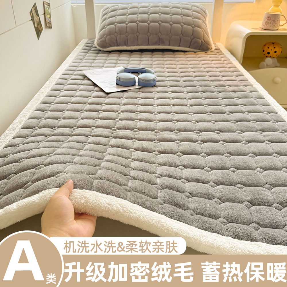 A級学生寮用ミルクベルベットマットレス、冬用厚手フリースパッド、入学時寮用シングルベッドマットレス