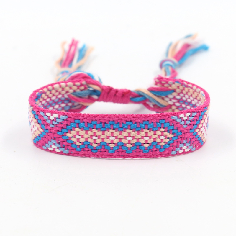 Nueva Cruz-frontera popular de color bohemio tejido pulsera fans correa de muñeca pulsera de la Amistad artística