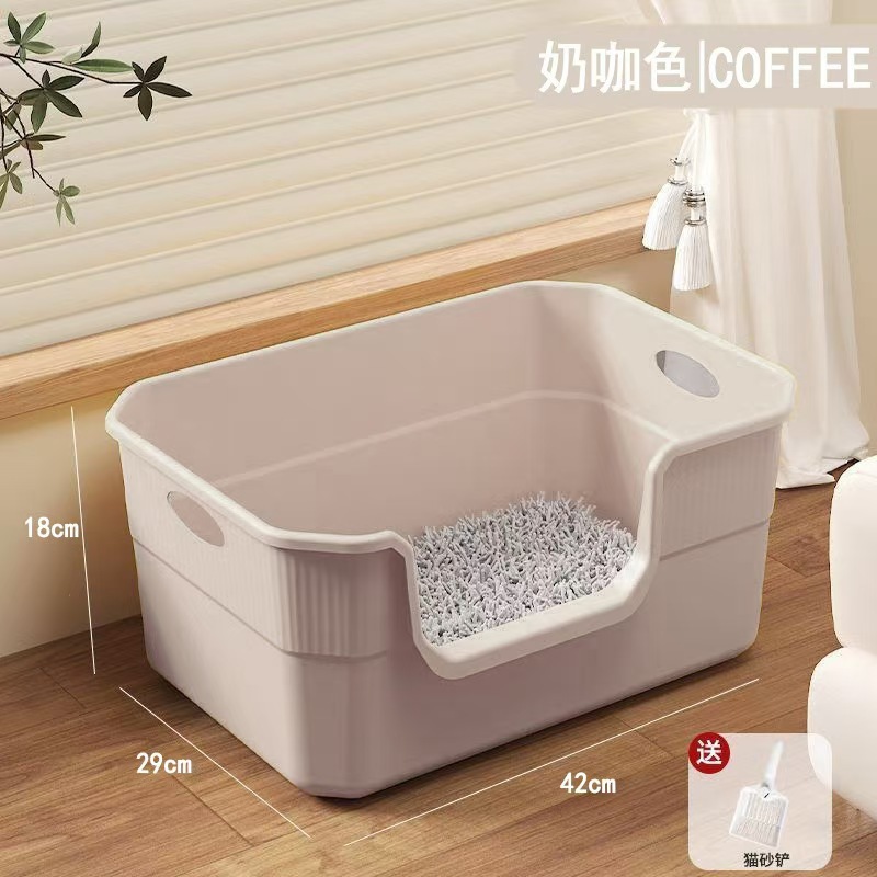 Lavabo de arena para gatos de gran tamaño, abierto semicerrado, baño para gatos con salpicaduras externas, lavabo de arena para gatos extra grande, suministros para mascotas al por mayor