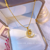 Necklace stainless steel, swan, chain for key bag , accessory, does not fade, simple and elegant design, four-leaf clover, 18 carat, internet celebrity