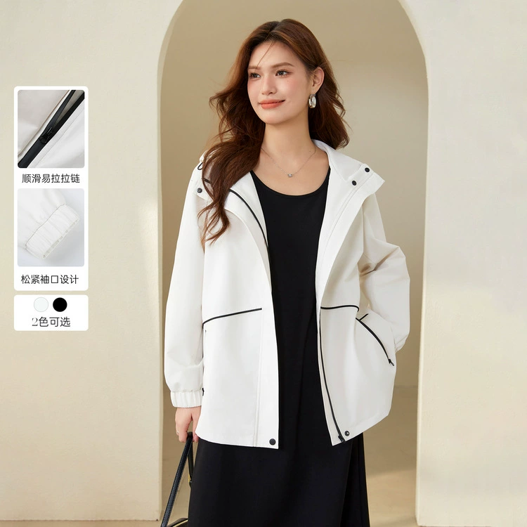 Плоское шоу большой размер женский повседневный спортивный стиль дикий возраст минус индивидуальная ветровка куртка жирная mm2024 осенняя новая