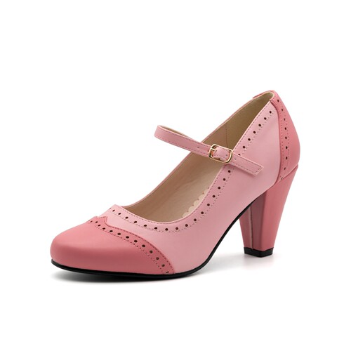 High-heeled women's sandals summer new European and American plus size pointed round toe thick sole brown one-strap elegant single shoes