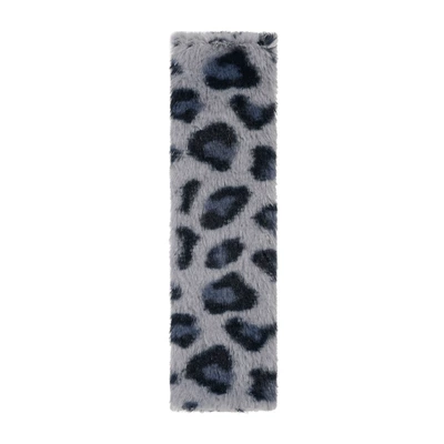 Seat Belt Shoulder Cover Anti-Strangle: Seat belt shoulder pad - rabbit-fur-leopard-print-shoulder-pads-blue