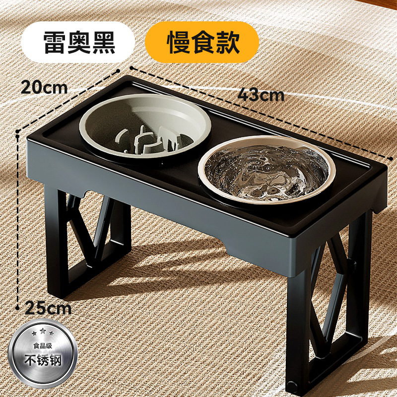 Comercio exterior transfronterizo para perros comida lenta tazón de cabello dorado elevación ajustable tazón de elevación tazón de perros grandes tazón de acero inoxidable para mascotas doble tazón