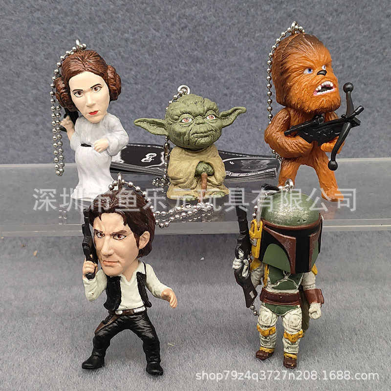 Star Wars Boba Fett Chewbacca Yoda Keychain Bobblehead Bag Bead Chain Pendant Jewelry