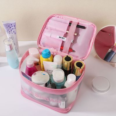 New transparent PVC large capacity waterproof cosmetic bag portable women's travel toiletry bag storage bag handbag wholesale