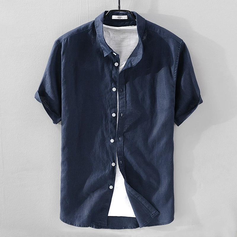 Japanese retro thin base shirt for leisure, with short sleeve, loose fit