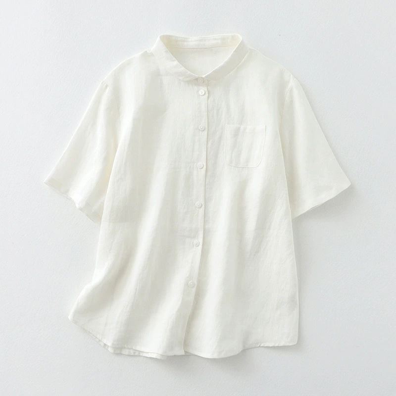 Ретро рубашка, хлопок и лен, oversize