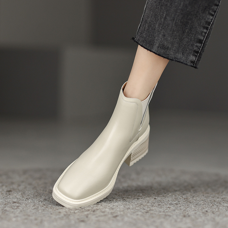 CHIKO Isabel Square Toe Block Heels Ankle Boots