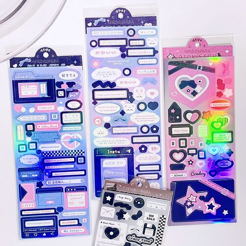 [Y2K Denim Frame] Original Handbook Goo Card Sticker Text Sticker Border Decoration Material Wholesale