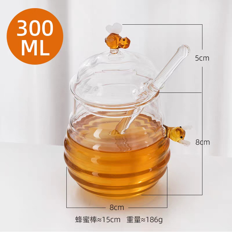 Latas de miel de vidrio transfronterizas estilo de mermelada de miel de vidrio tres piezas con barra de mezcla para el hogar ideas de miel