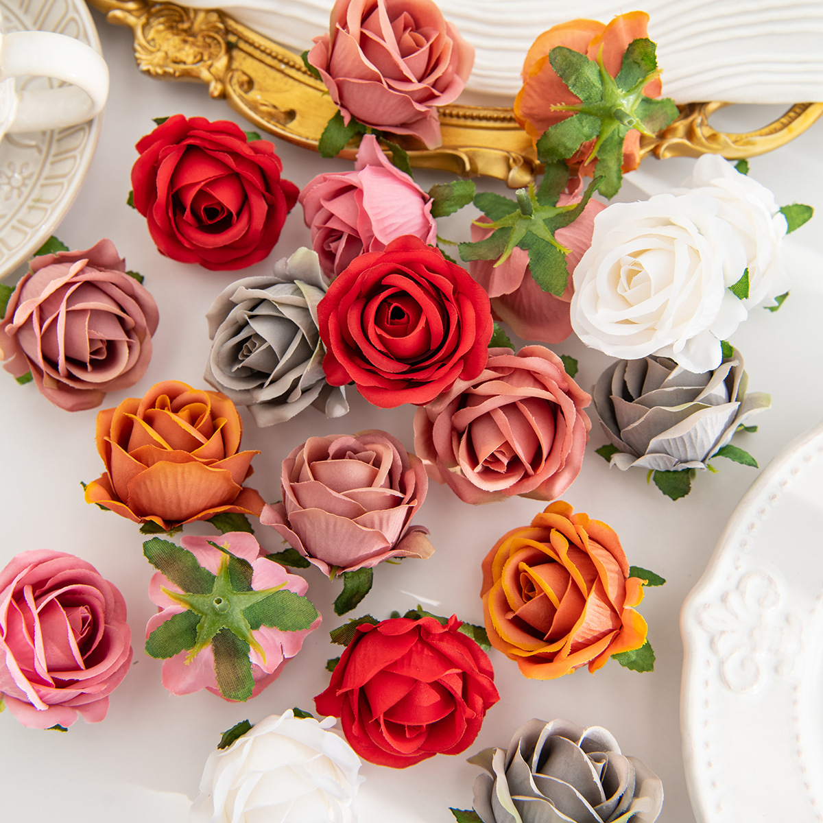 새로운 인공 꽃 장미 꽃 실크 꽃 DIY 수제 화환 가짜 꽃 웨딩 장식 소품 액세서리 꽃 벽