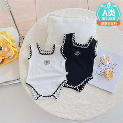Baby clothes summer set newborn unisex baby diaper cover onesie for 1st month and 100th day ultra cute thin sleeveless T-shirt