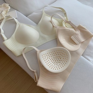 Summer Ice Skin Non-marking Latex Breathable Underwear Women Comfortable Non-marking Soft Support 93% Latex Jelly Bra Women