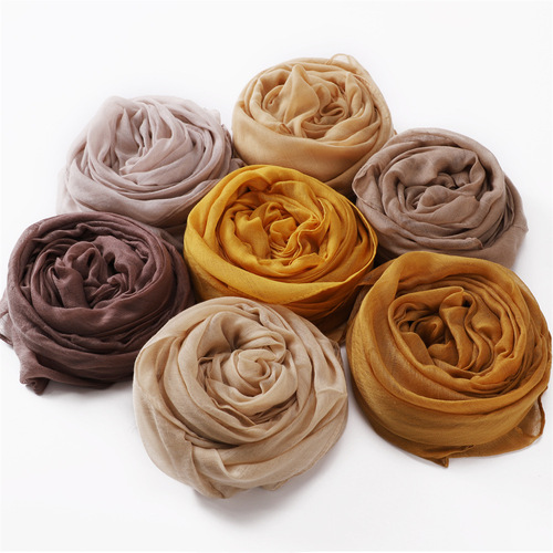 Cross-border classic women's solid color voile cotton and linen breathable thin long scarf soft scarf hijab silk scarf