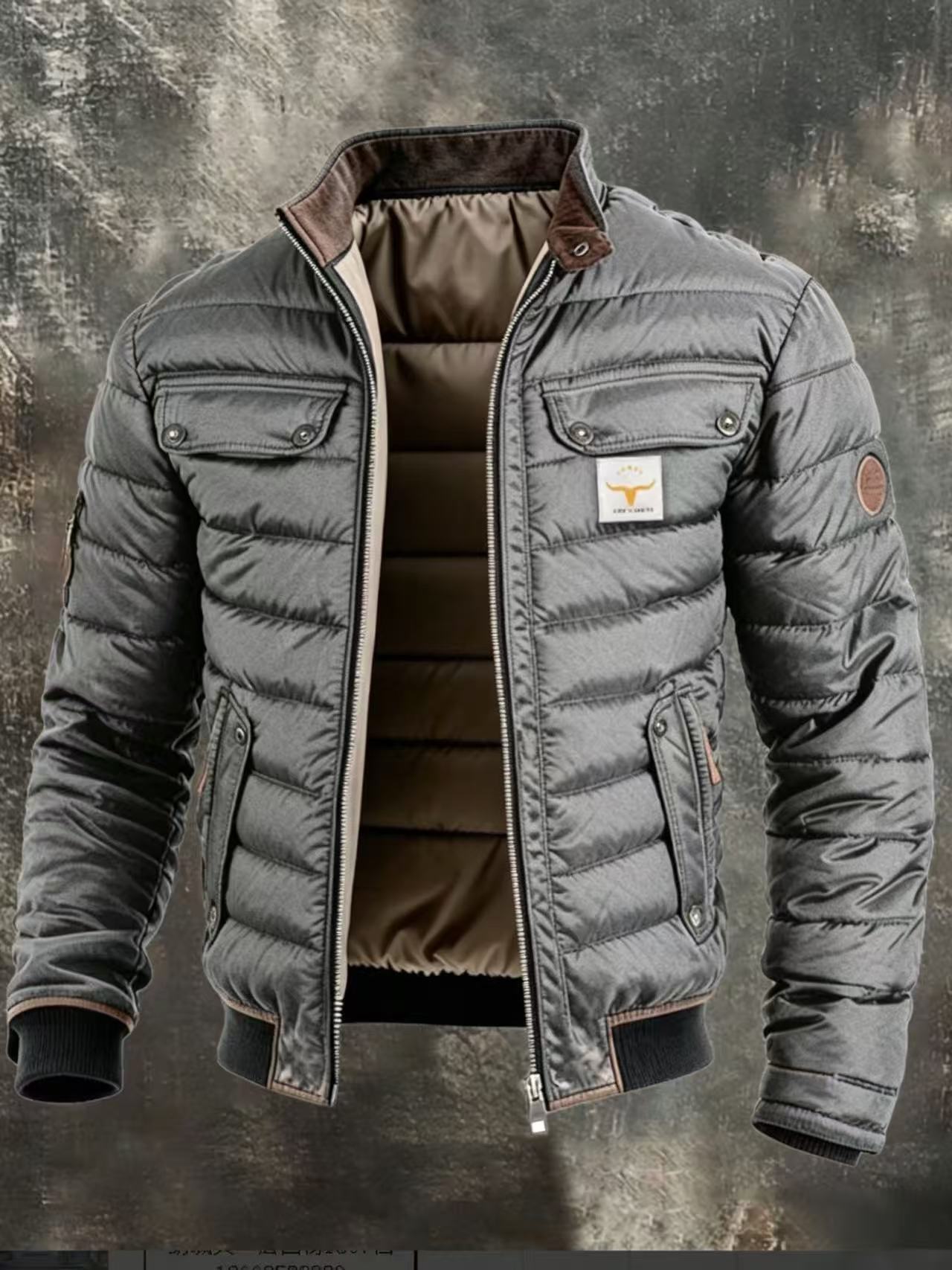2026 transfronterizo amazon hombre cuero retro quilting empalme cremallera caliente chaqueta exterior abrigo