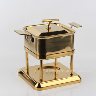 304 Stainless Steel Square Small Hot Pot, Three-Layer Steel Single Hot Pot, Commercial Self-Service Pot, Inflatable Gas Stove