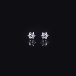 S925 Sterling Silver Gold Plated Earrings All-Match Small 4mm Mossan Diamond Four-Claw Ear Studs Men's and Women's Trendy Simple Style