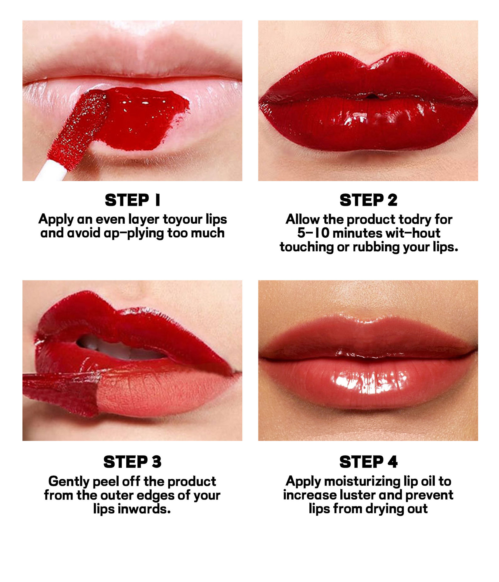 Cross-border tear-off lip gloss matte Waterproof HANDAIYAN Moisturizing and hydrating, easy to color and repair double-head tear-off lip gloss undefined