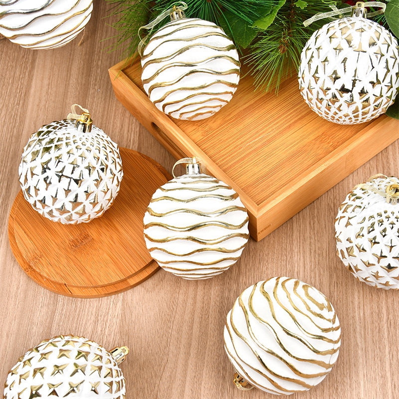 Decoración de Navidad 8CM colgante de bola de Navidad de plástico en el hogar tienda ventana de vestir árbol de Navidad colgante bola