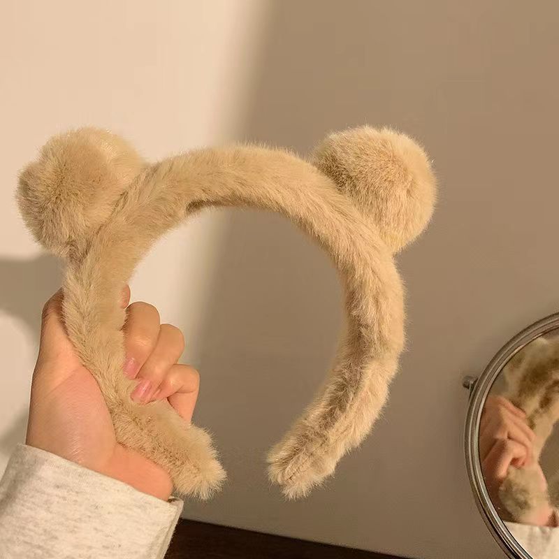 Otoño e Invierno lindo oso de peluche diadema oreja dibujos animados no duele diadema pelo roto máscara de pelo clip de pelo accesorios para el cabello