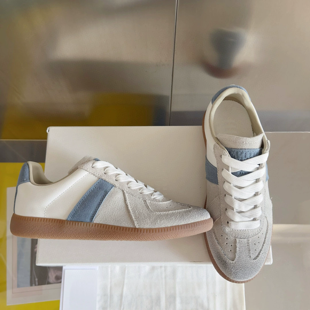 Высококачественные немецкие тренировочные кроссовки в европейском стиле, универсальные легкие роскошные легкие кроссовки на шнуровке из натуральной кожи с низким верхом, весенне-летние дышащие модные дорожные кроссовки для мужчин и женщин.