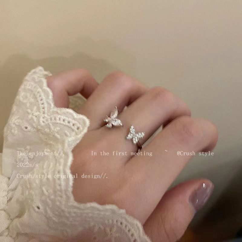 High-grade Butterfly Zircon Open Ring Women's Ins Fashionable Fashion Distinctive Finger Ring Light Luxury Design Niche Ring High-grade Butterfly Zircon Open Ring Women's Ins Fashionable Fashion Distinctive Finger Ring Light Luxury Design Niche Ring
