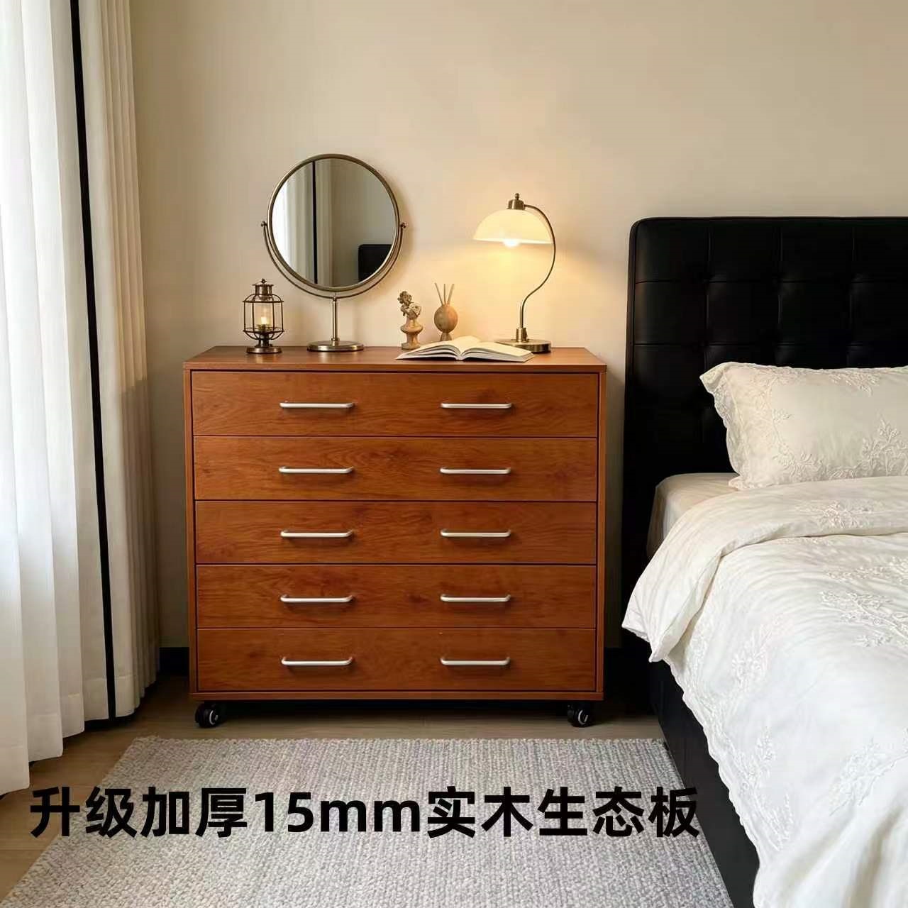 床头柜家用卧室带锁储物柜子小型收纳柜可移动床边置物架出租房用