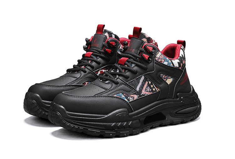 Giày thể thao nam cổ trung, giày sneaker năng động đế dày tăng chiều cao, dây buộc, phối màu — Việt Nam, màu, đen chi tiết 22