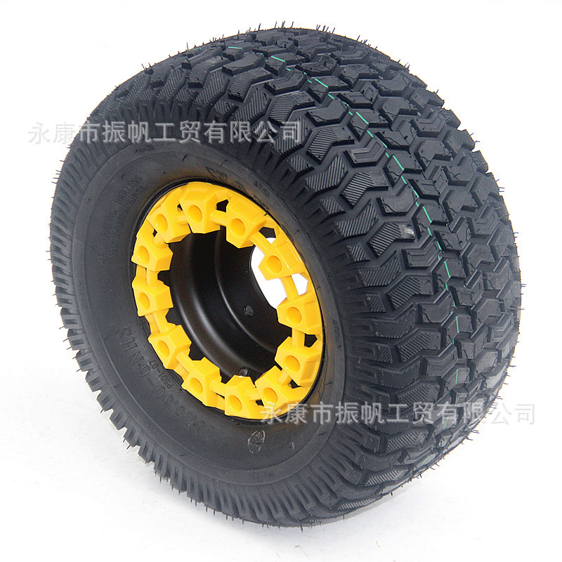 DIY Four-Wheel Beach Cart Go-Kart Parts 13X 6.5-6inch Lawn Tire Wheel Hub Assembly with Decorative Cover
