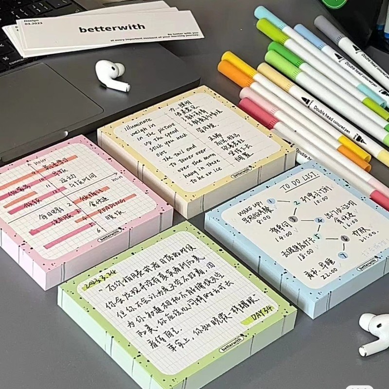 便利贴ins风高颜值奶油泼墨便利贴学习计划本备忘录可书写便签贴|undefined